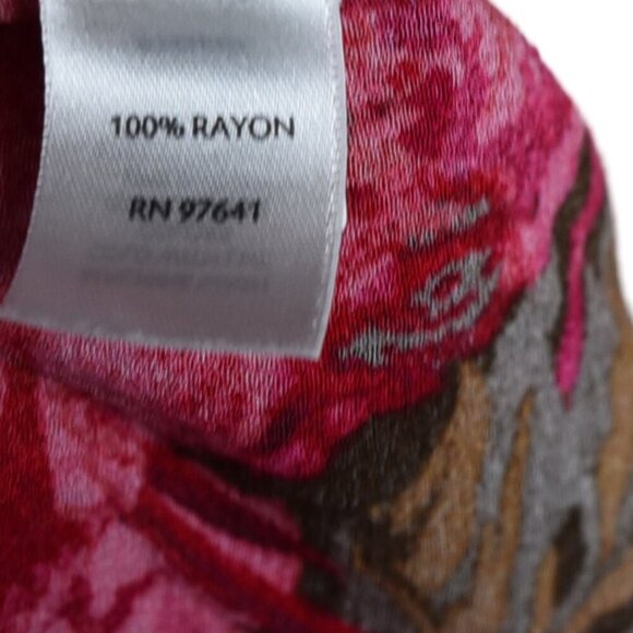 J. Jill Long Sleeve V Neck Pink Brown Floral Blouse Rayon Size Large - Picture 7 of 7